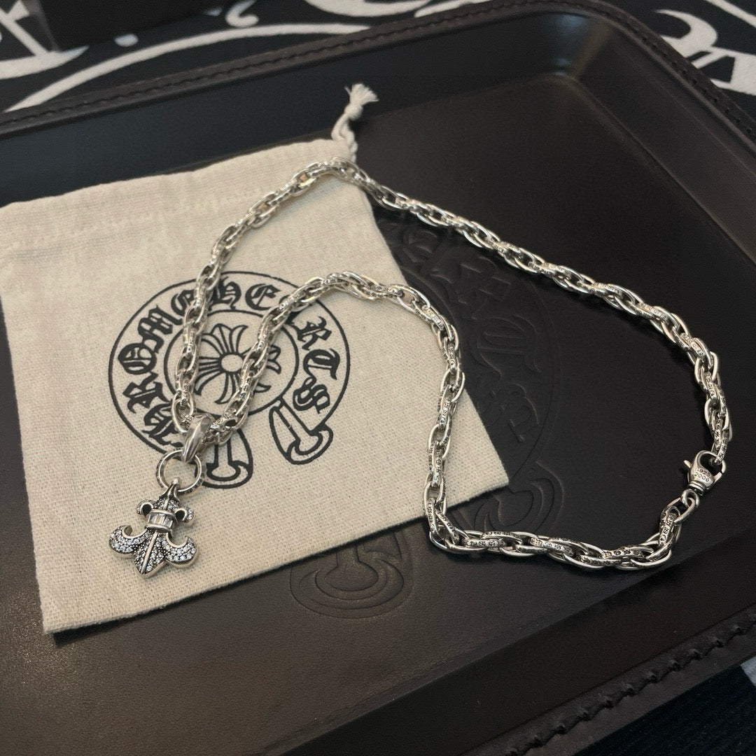 antique crystal cross Pendant for men - alternate angle view 8