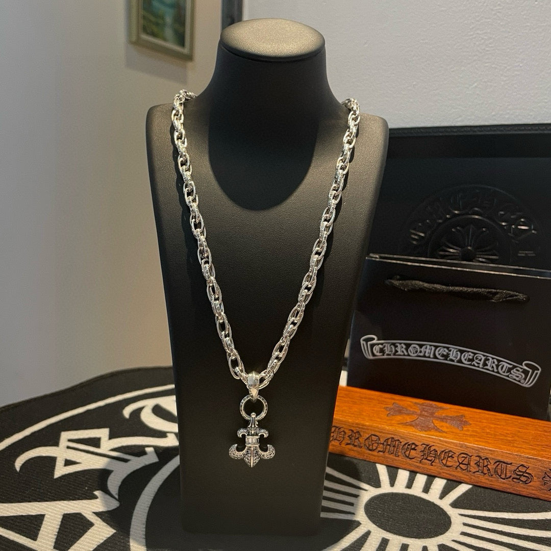 antique crystal cross Pendant for men - product detail view