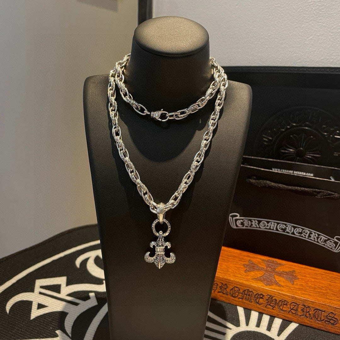 antique crystal cross Pendant for men - alternate angle view 2
