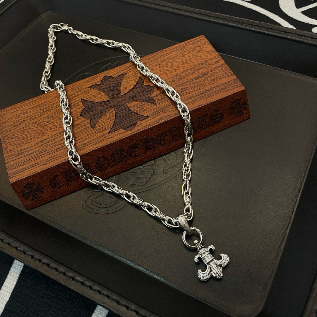 antique crystal cross Pendant for men - alternate angle view 9
