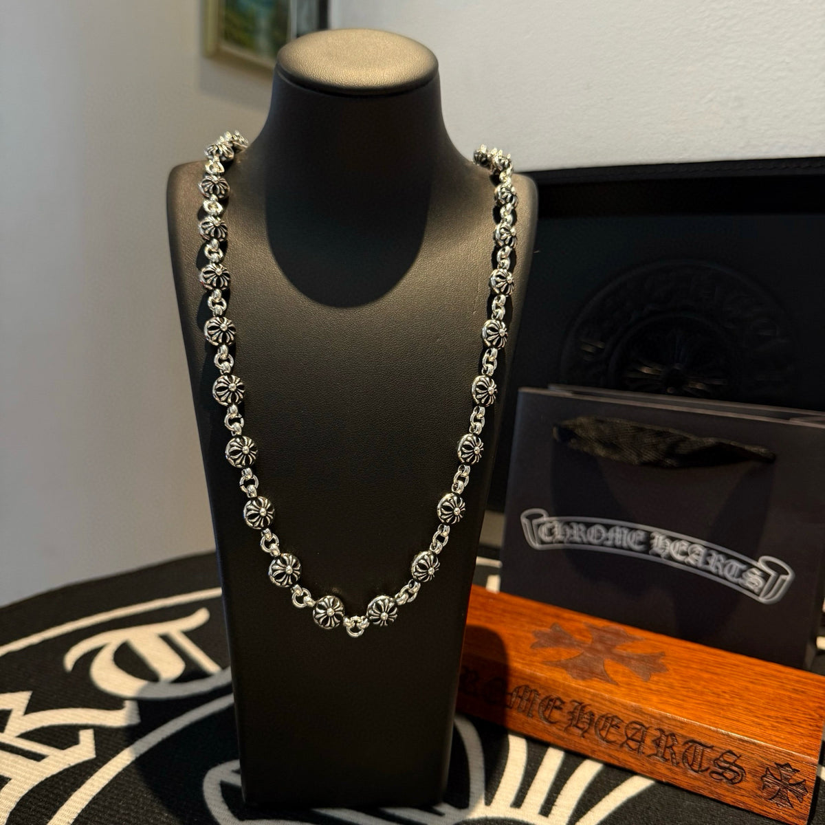 antique cross Necklace for men - alternate angle view 4