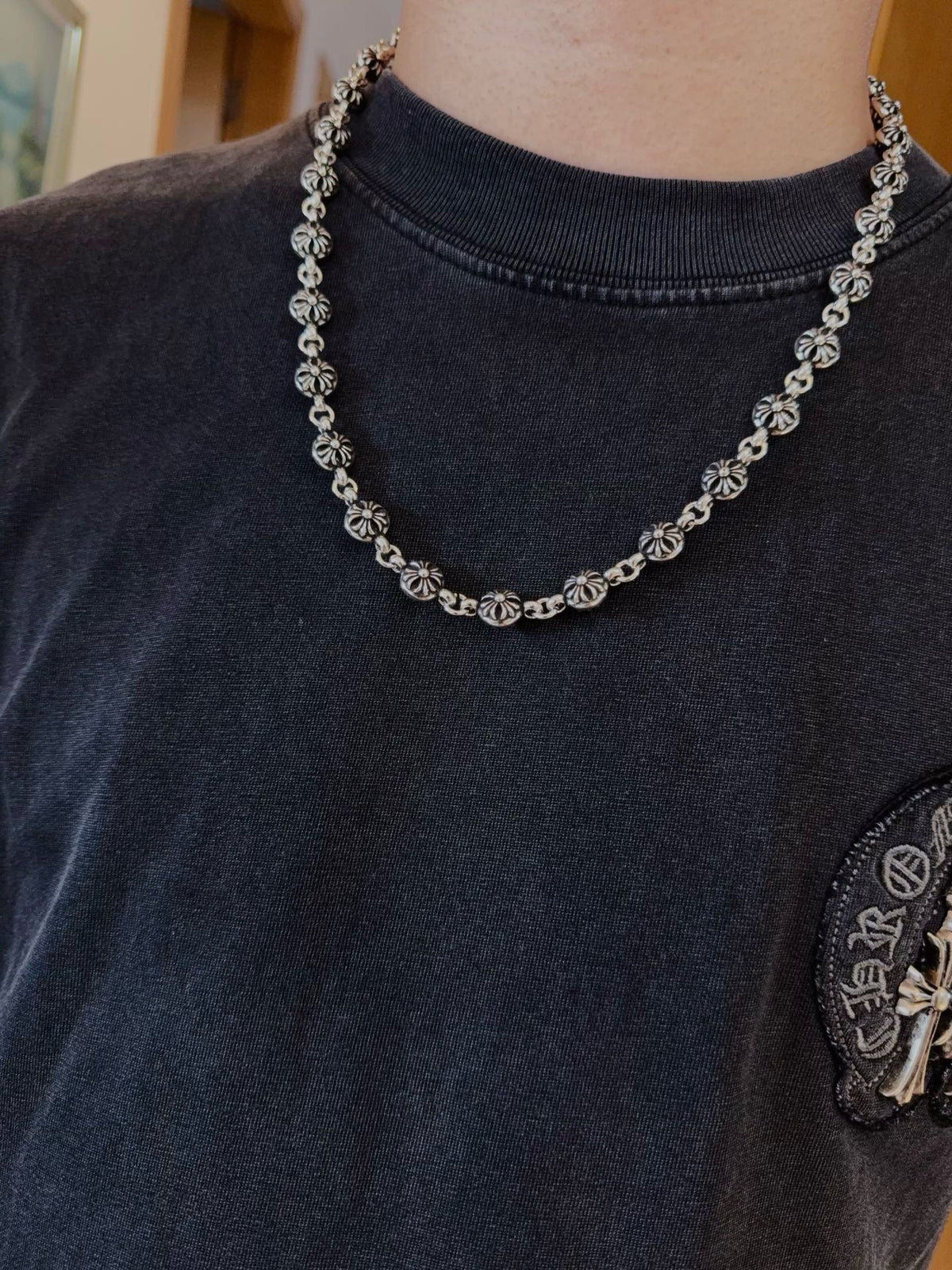 antique cross Necklace for men - alternate angle view 2