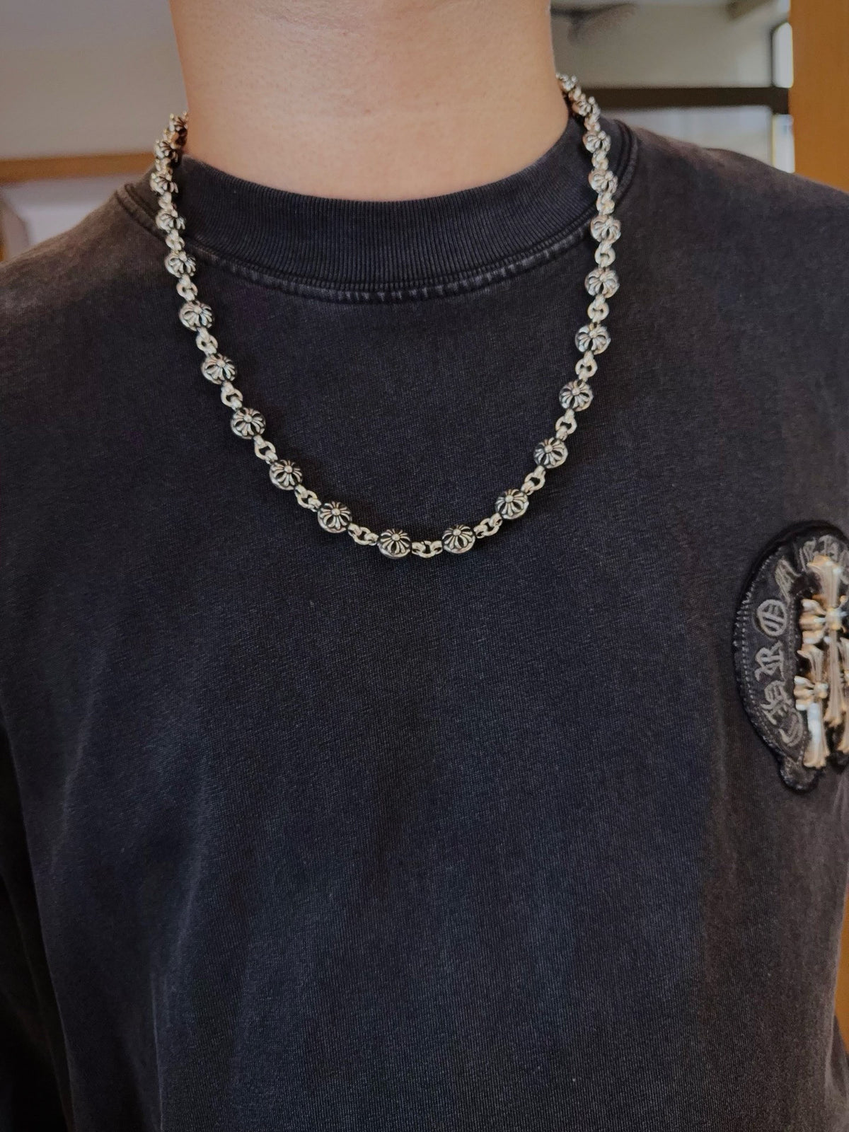 antique cross Necklace for men - alternate angle view 3