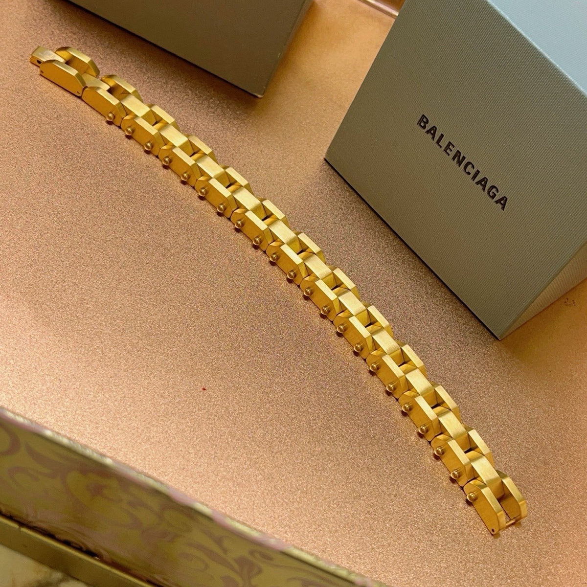 gold unique Bracelet for men - alternate angle view 2