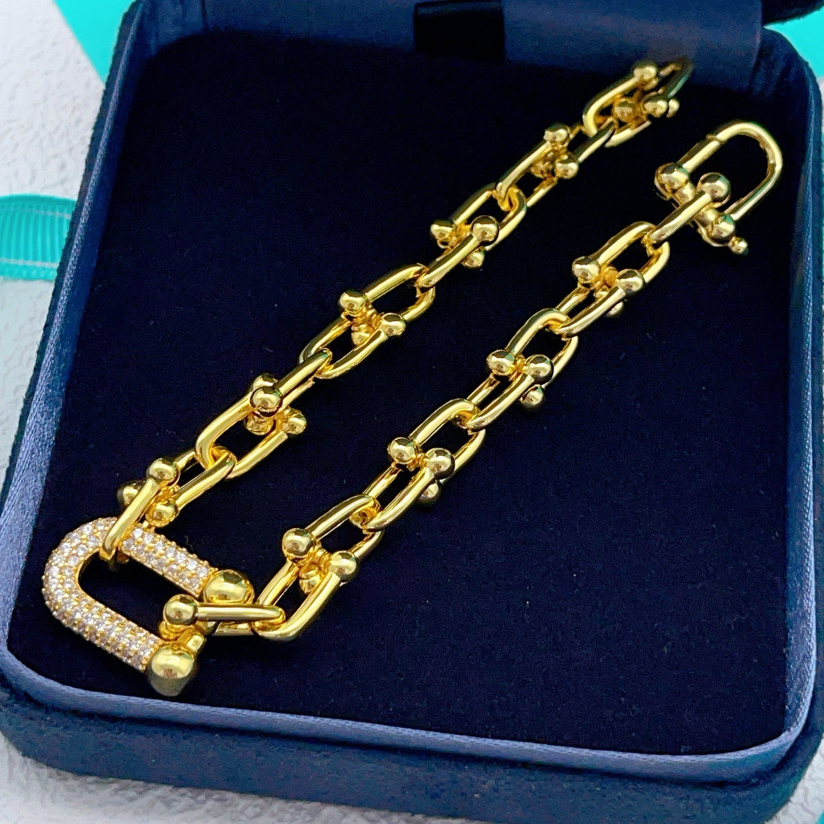 gold brass crystal inlaid Bracelet for women - alternate angle view 4