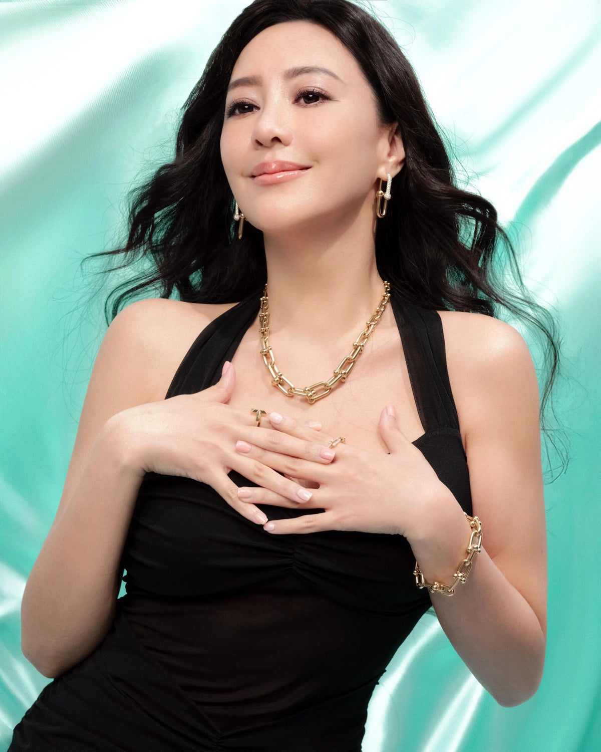 gold brass crystal inlaid Bracelet for women - alternate angle view 10