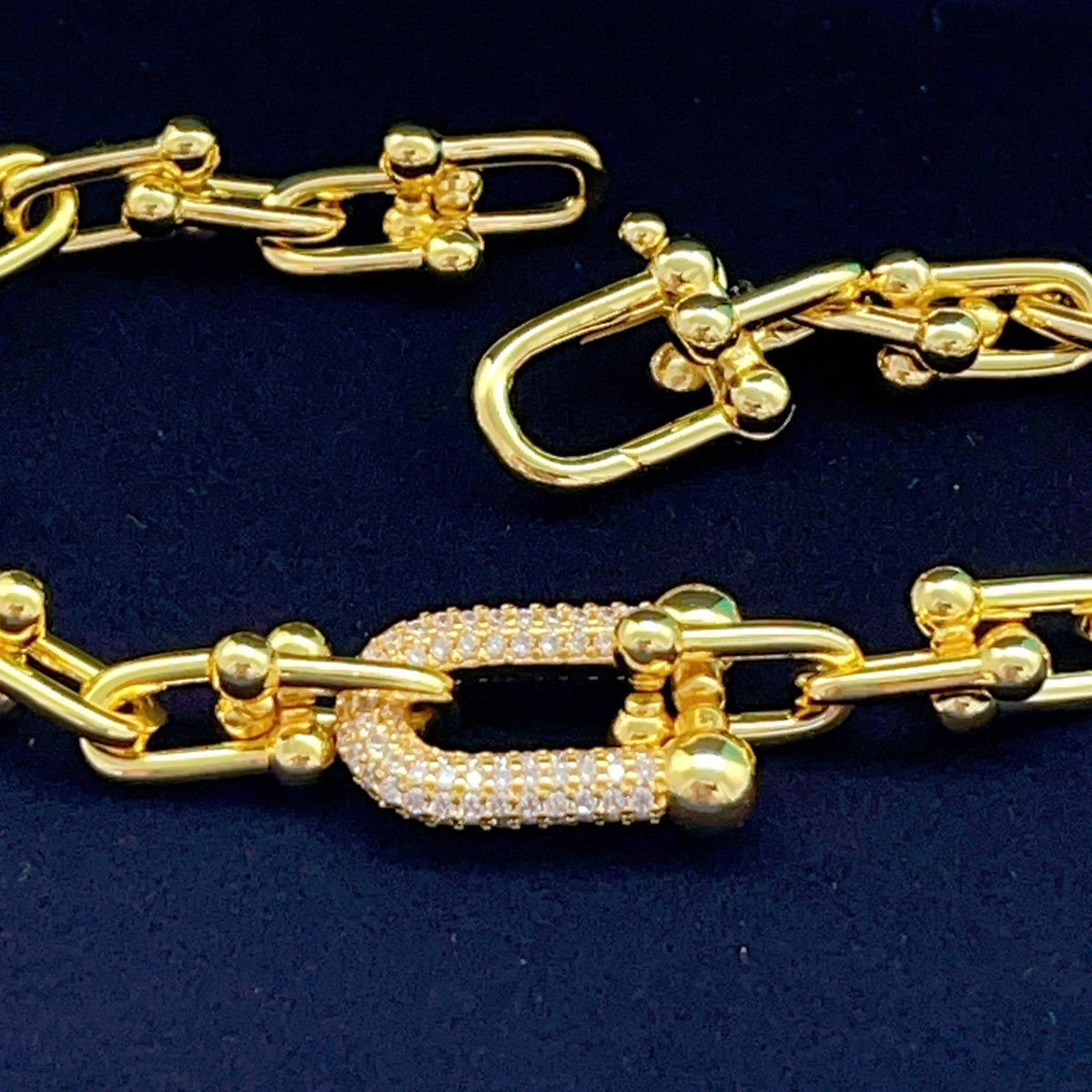 gold brass crystal inlaid Bracelet for women - alternate angle view 5