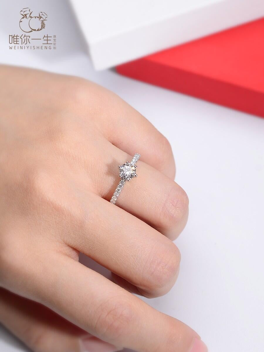 silver brass crystal inlaid Ring for women - alternate angle view 9
