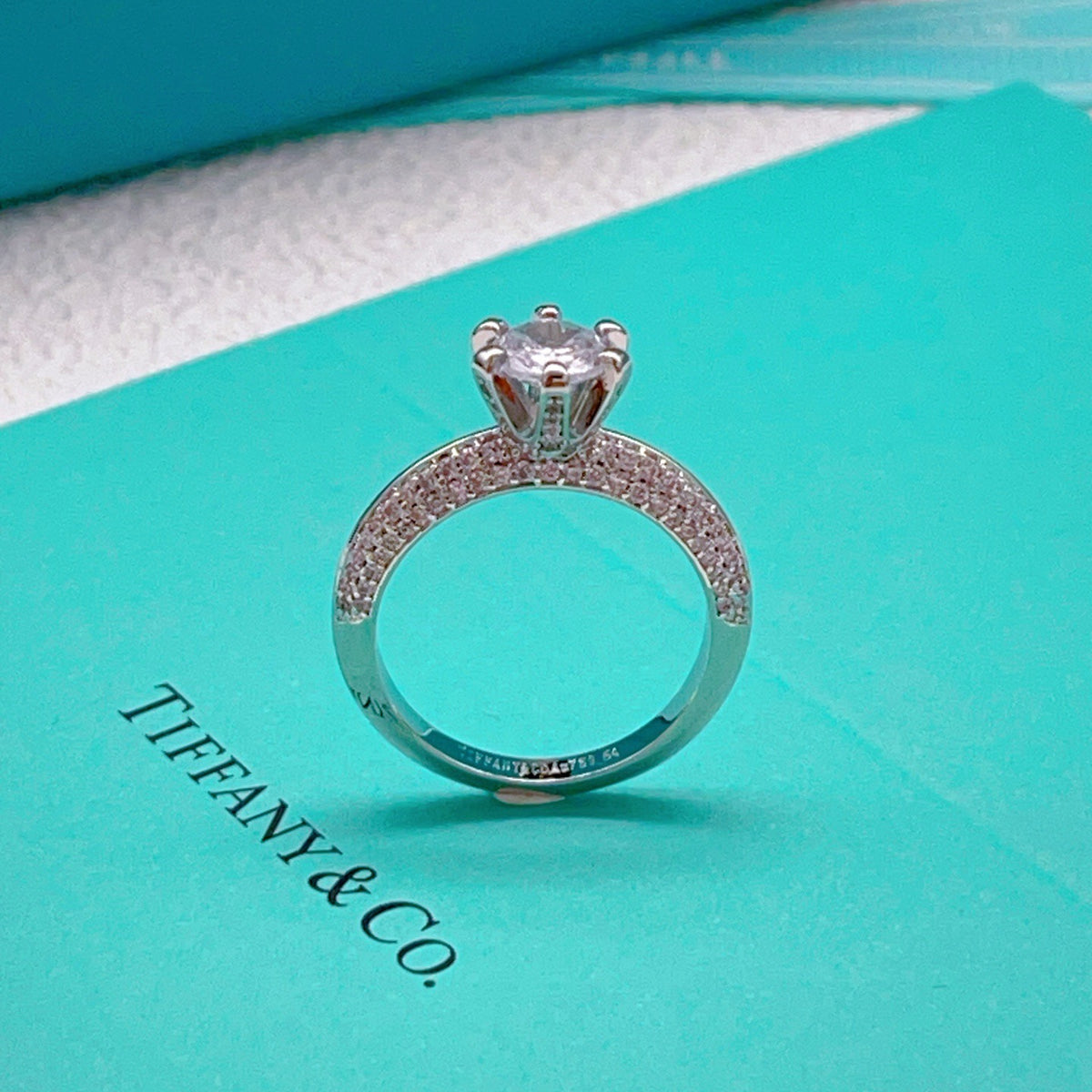 silver brass crystal inlaid Ring for women - product detail view
