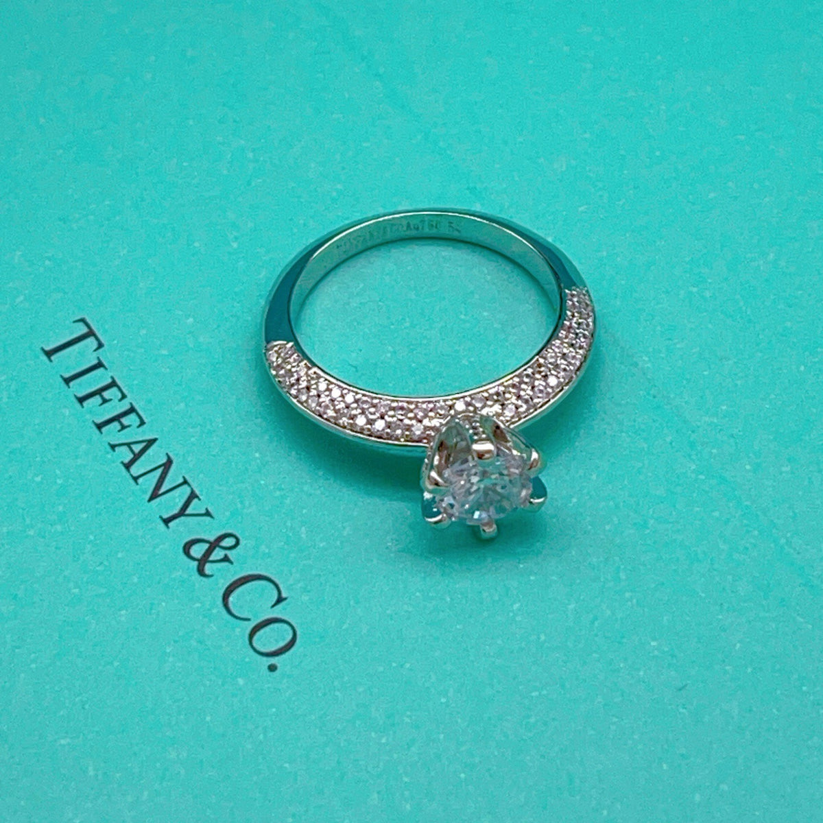 silver brass crystal inlaid Ring for women - alternate angle view 3