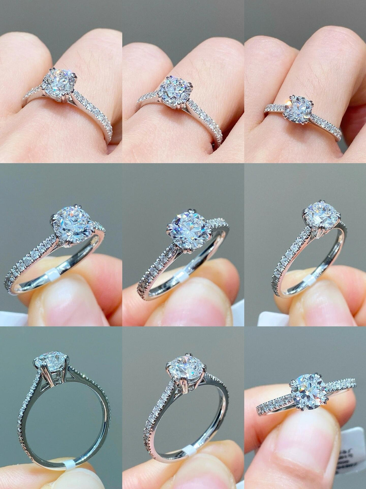 silver brass crystal inlaid Ring for women - alternate angle view 2
