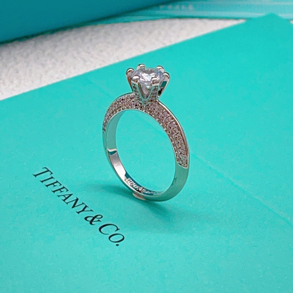 silver brass crystal inlaid Ring for women - alternate angle view 7