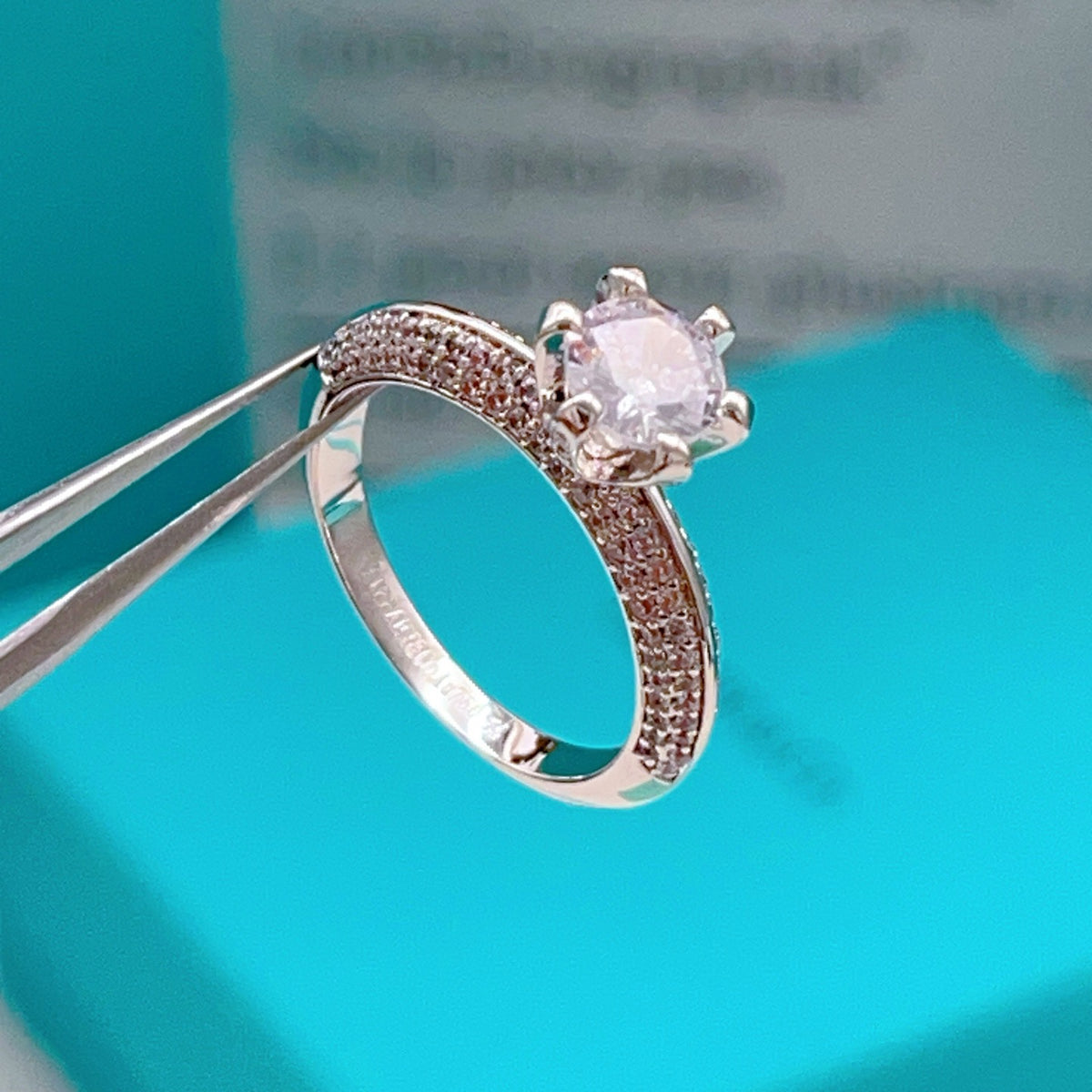 silver brass crystal inlaid Ring for women - alternate angle view 5