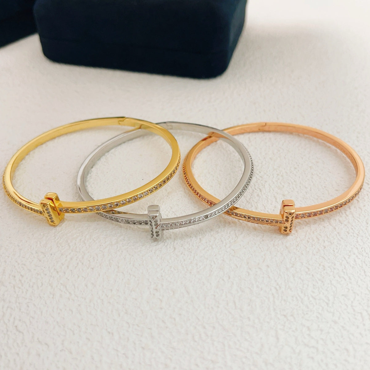 silver brass luxury Bangle for women - alternate angle view 6