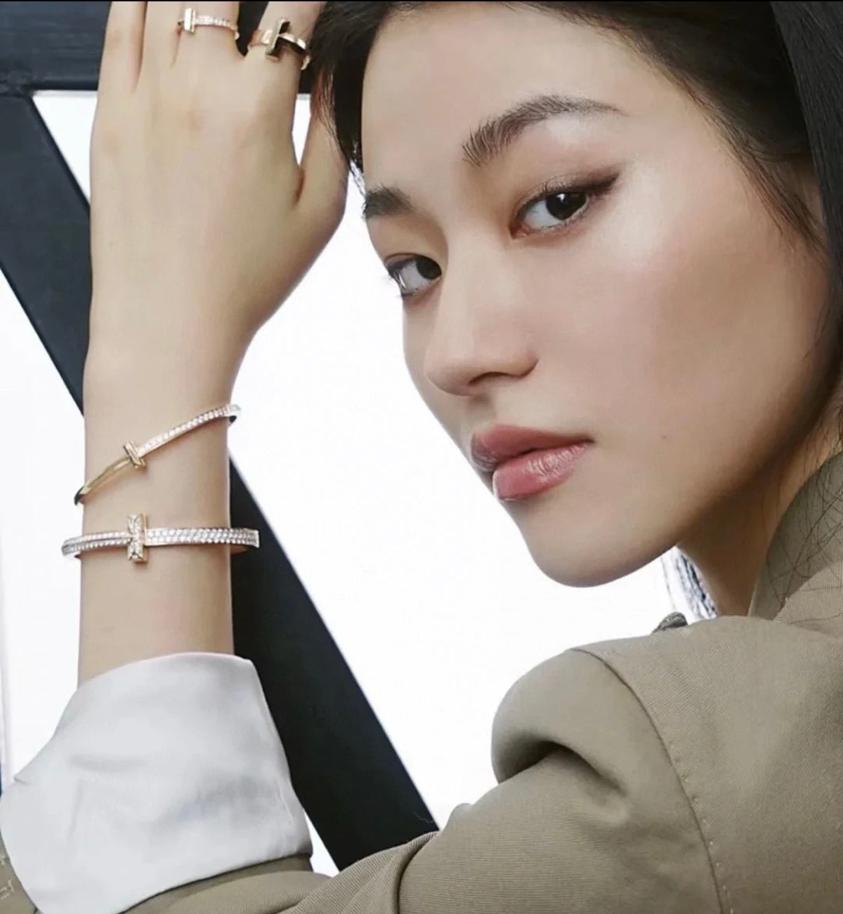 silver brass luxury Bangle for women - alternate angle view 7