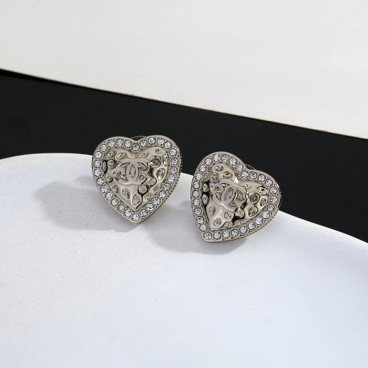 gold resin heart Stud Earrings for women - alternate angle view 4