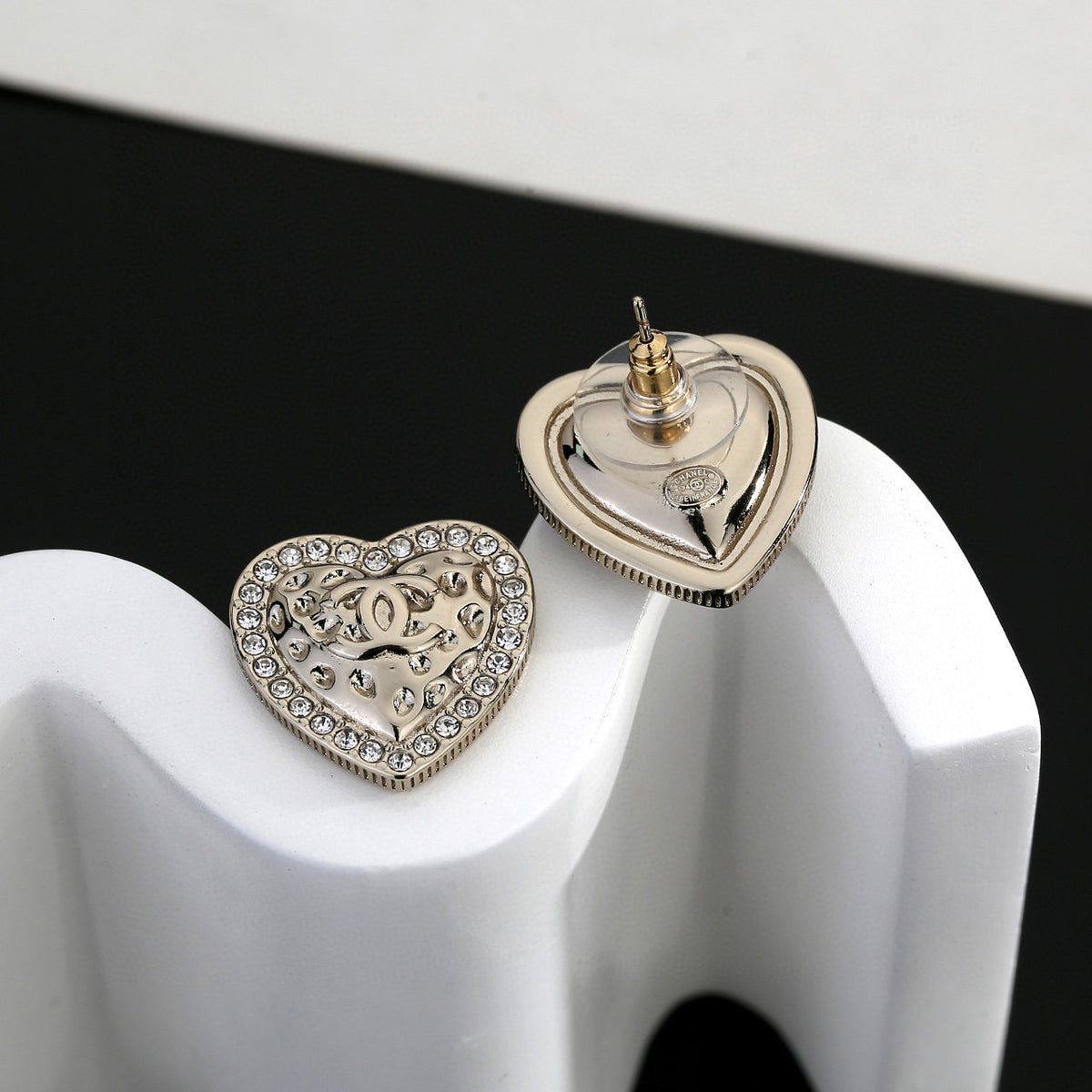 gold resin heart Stud Earrings for women - alternate angle view 5