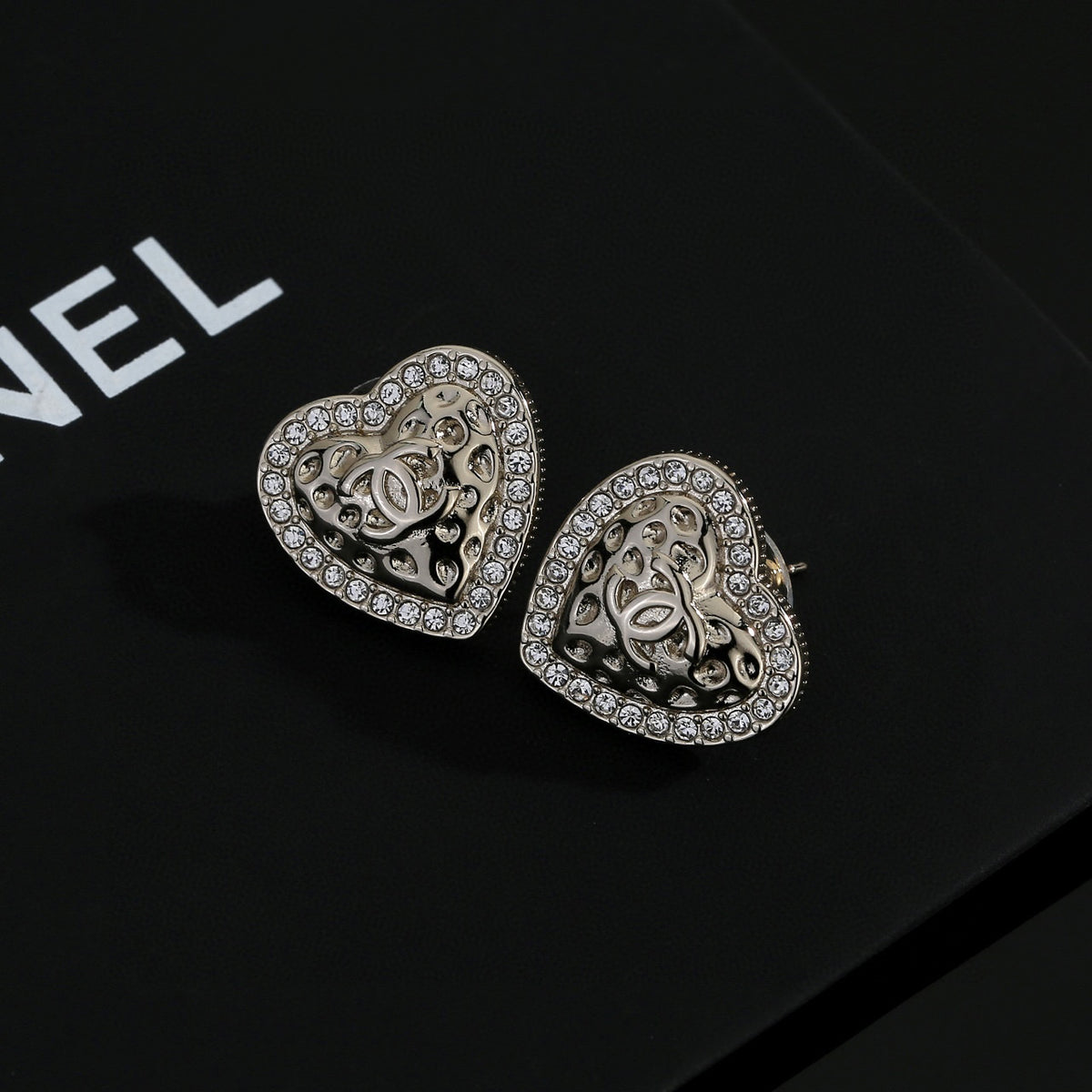 gold resin heart Stud Earrings for women - alternate angle view 2