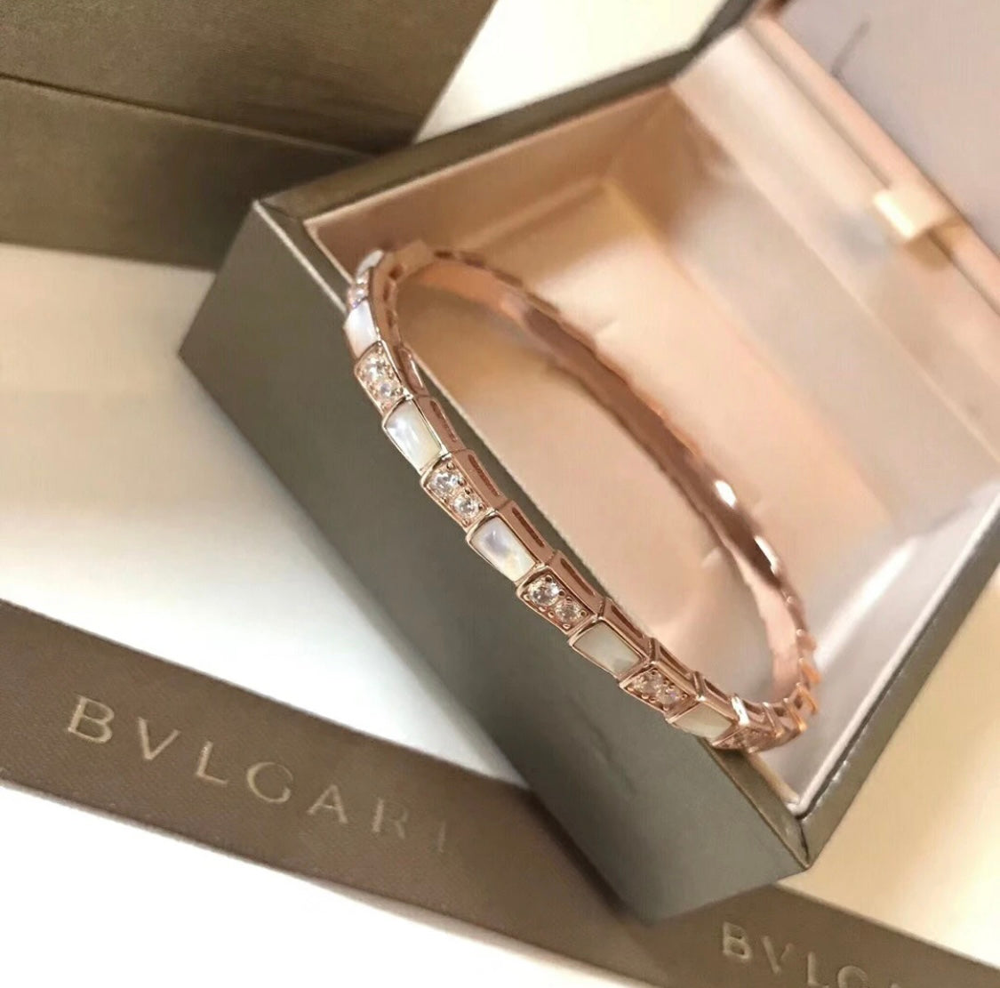 rose gold crystal rose Bangle for women - alternate angle view 4