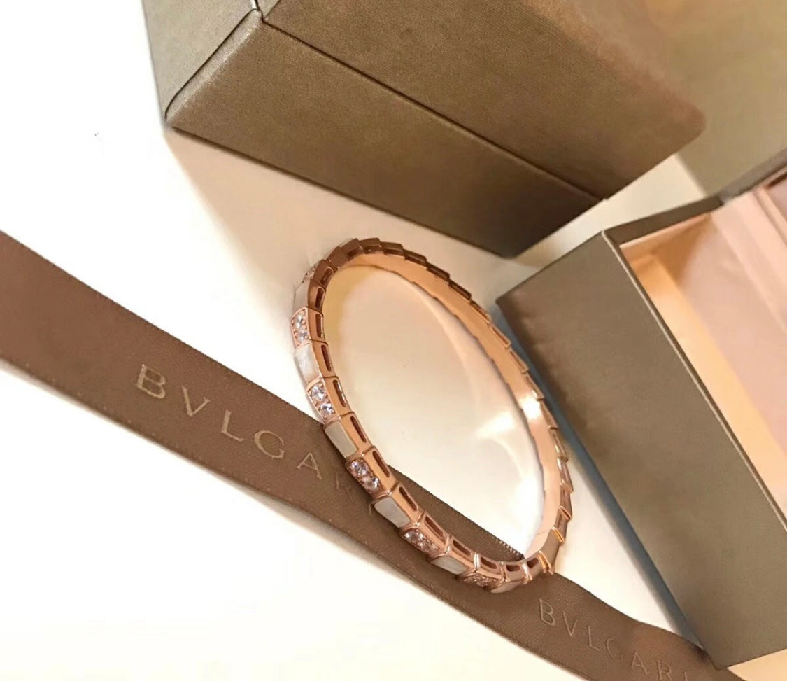 rose gold crystal rose Bangle for women - alternate angle view 5