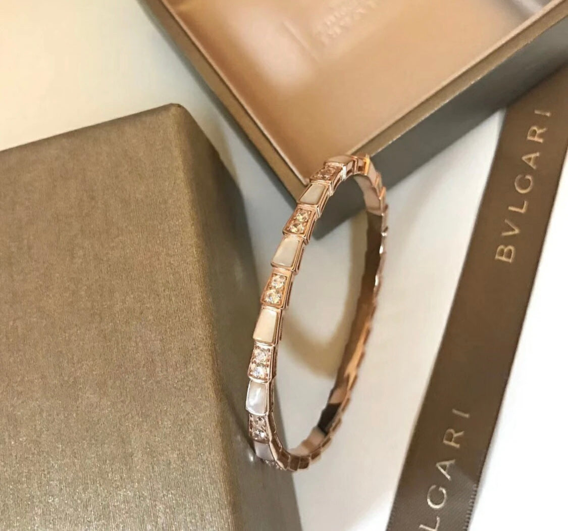 rose gold crystal rose Bangle for women - alternate angle view 7
