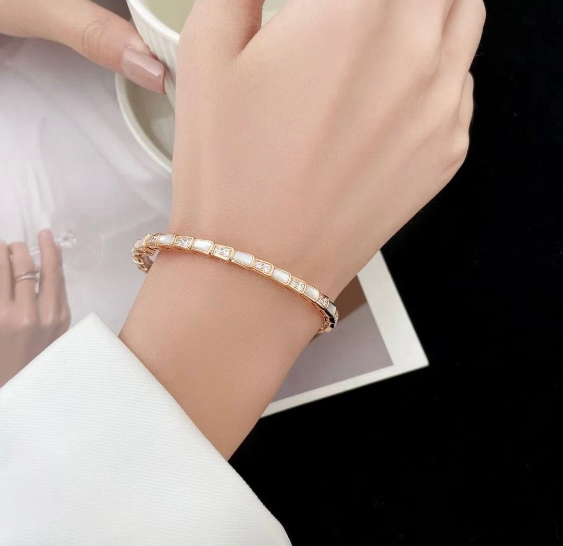 rose gold crystal rose Bangle for women - alternate angle view 8