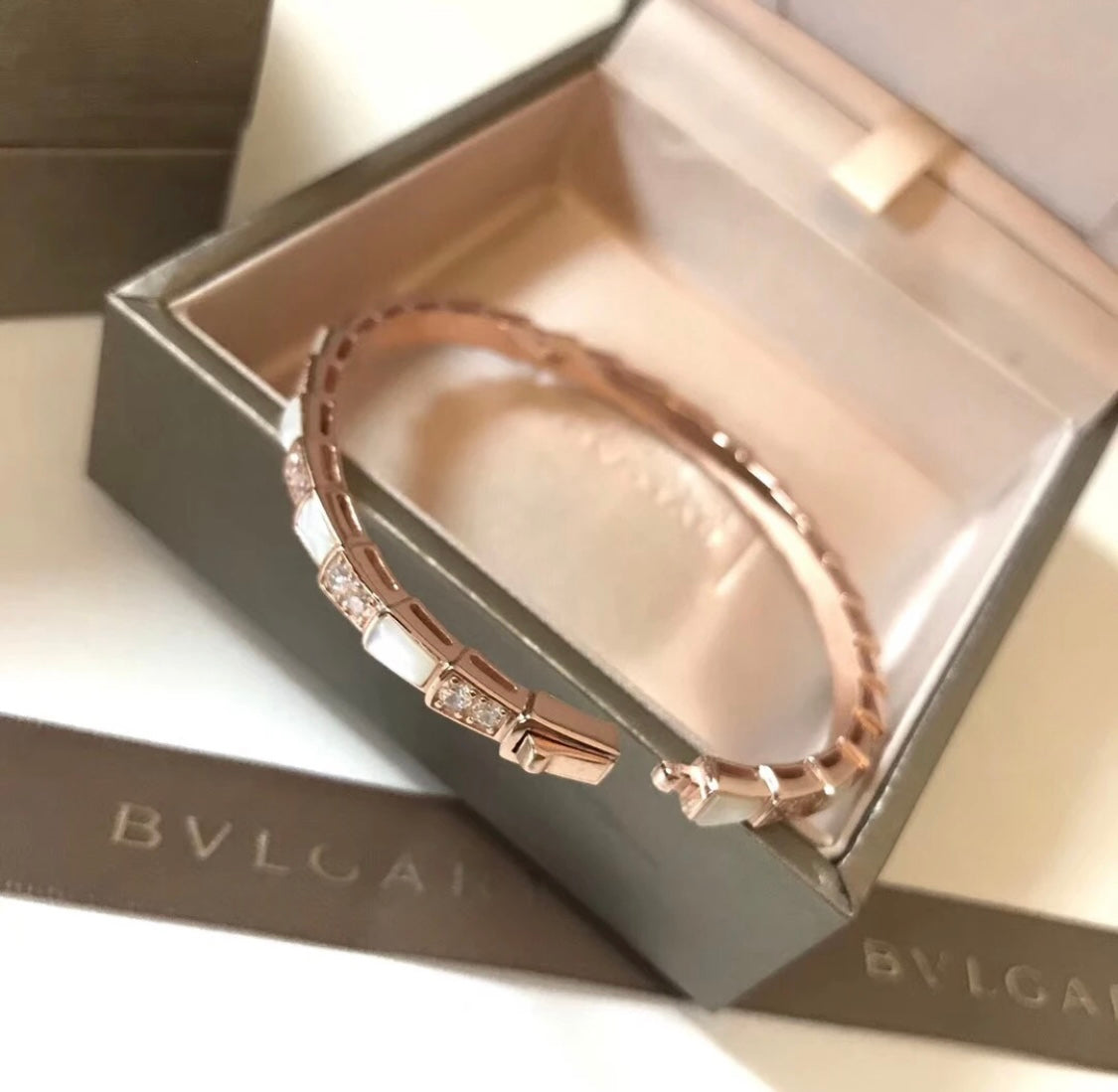 rose gold crystal rose Bangle for women - alternate angle view 6