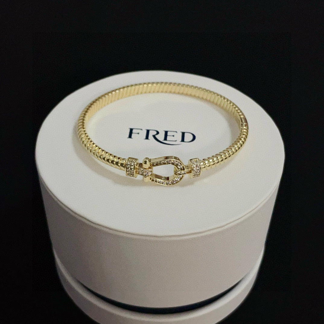 red crystal horseshoe Bangle for women - product detail view