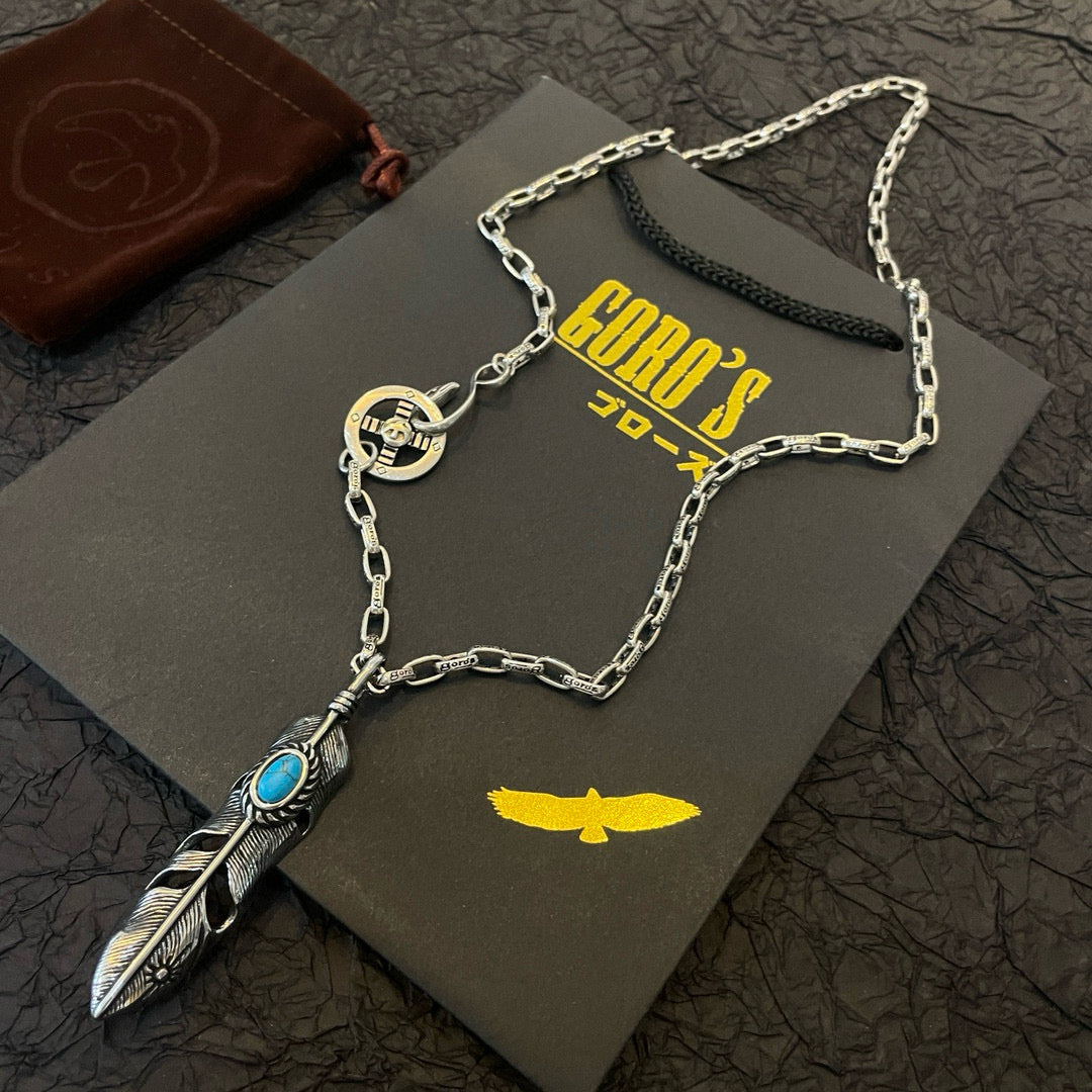 silver stone letter Pendant for men - alternate angle view 6