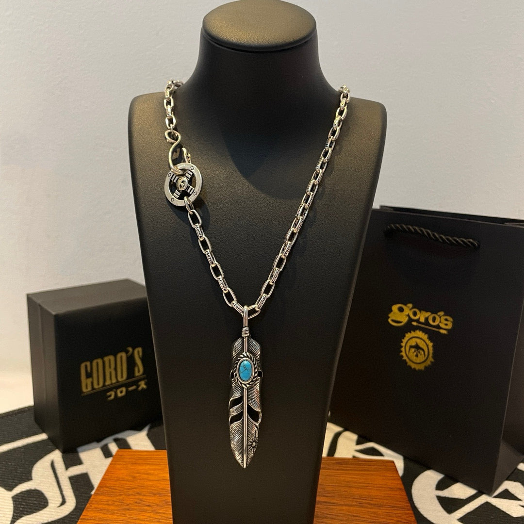 silver stone letter Pendant for men - alternate angle view 3