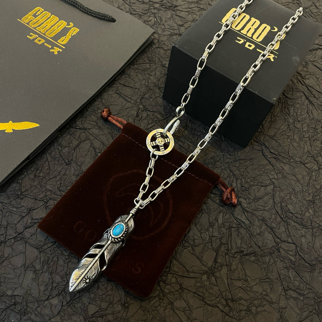silver stone letter Pendant for men - alternate angle view 4