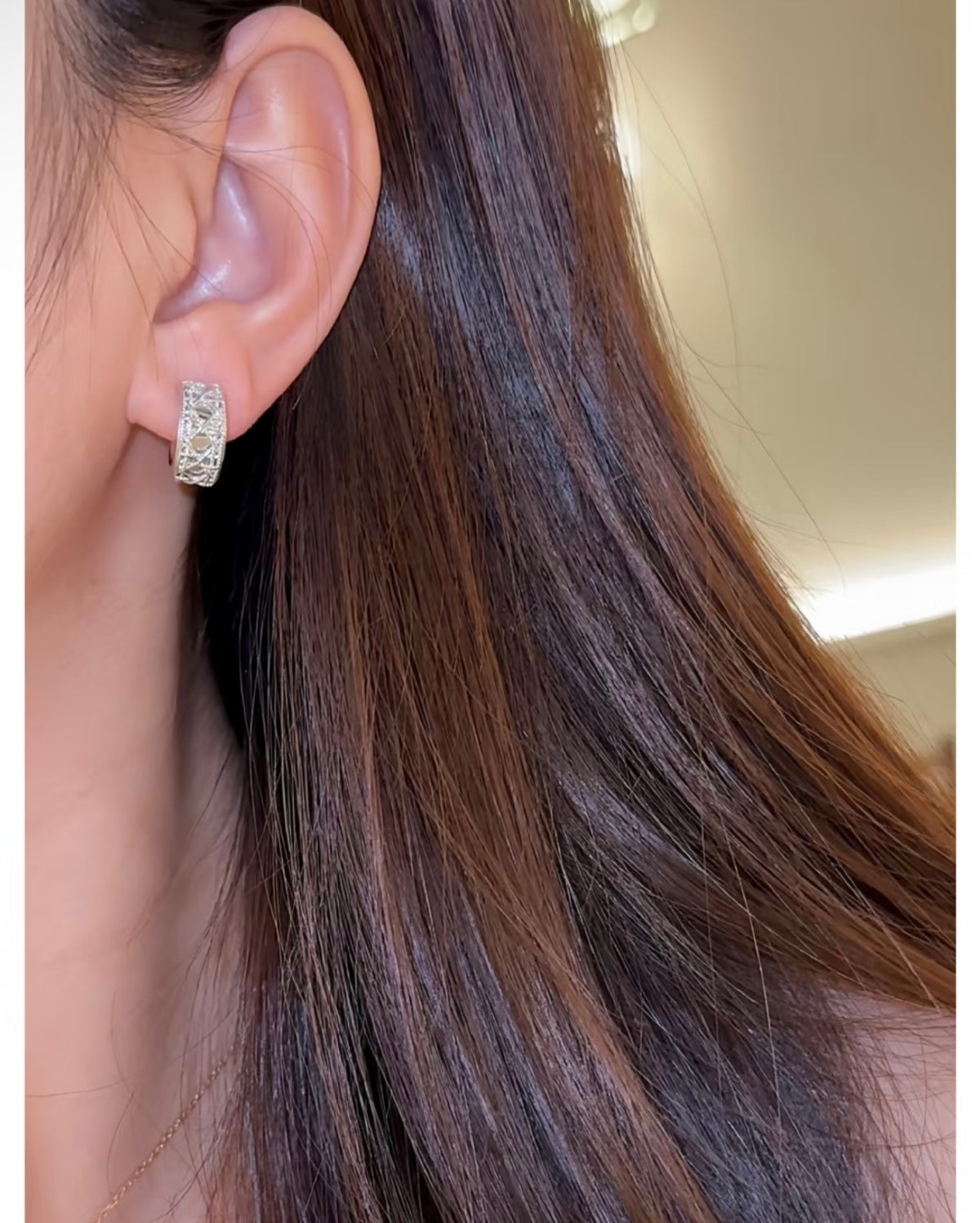 silver silver post elegant Stud Earrings for women - alternate angle view 3