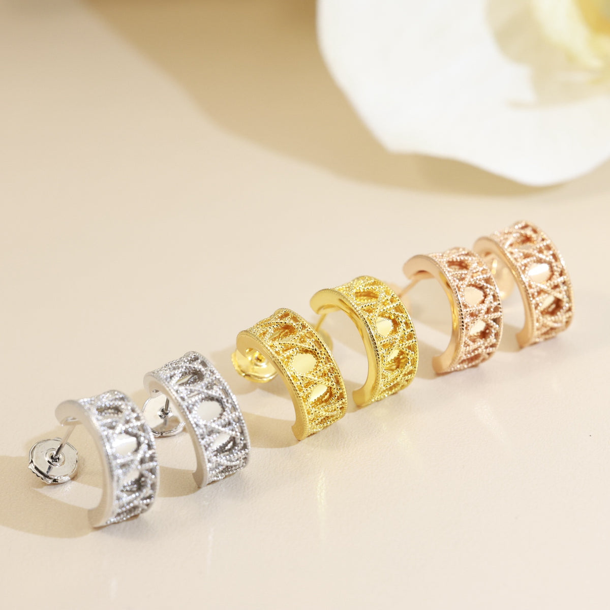 silver silver post elegant Stud Earrings for women - alternate angle view 8