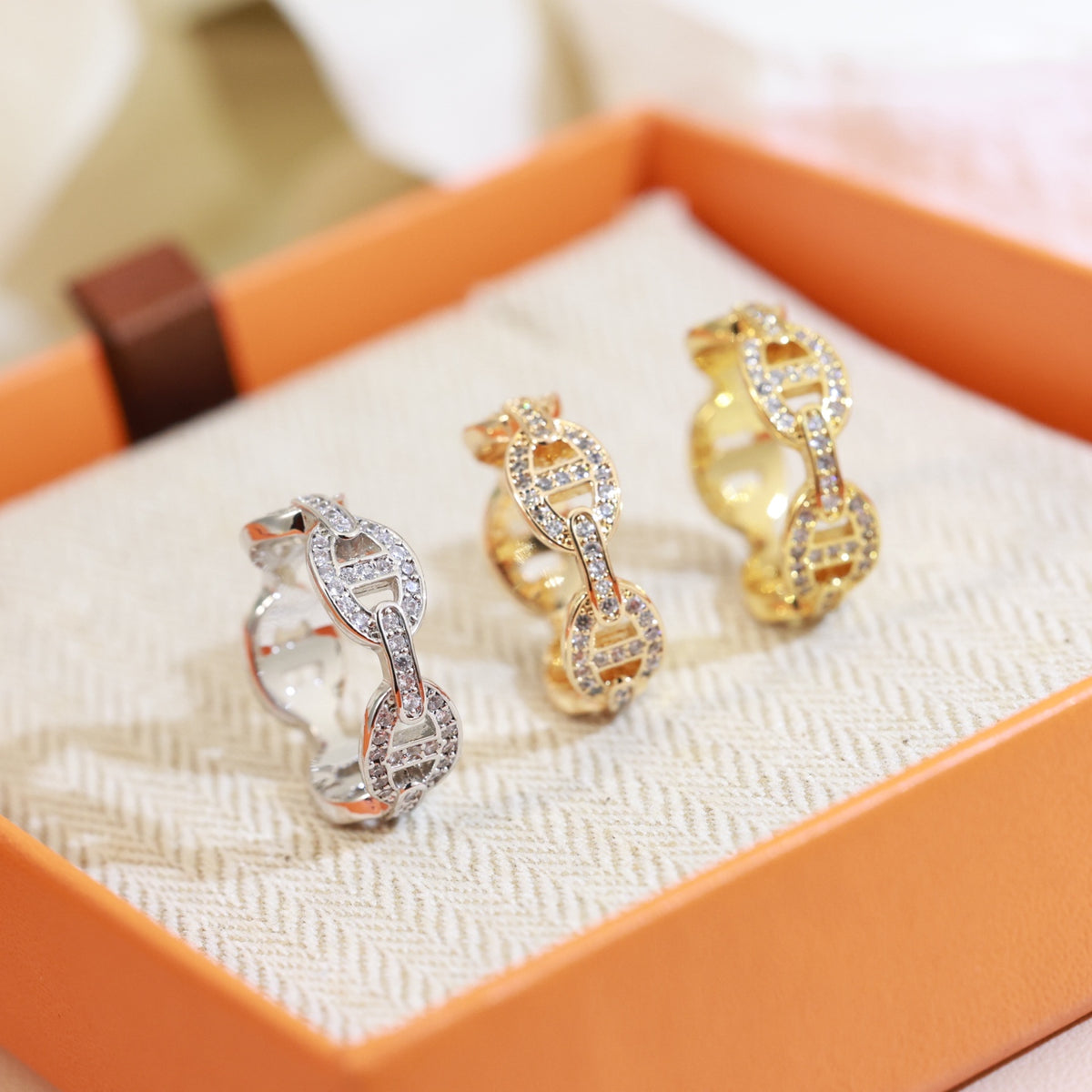 rose gold crystal rose Ring for women - product detail view
