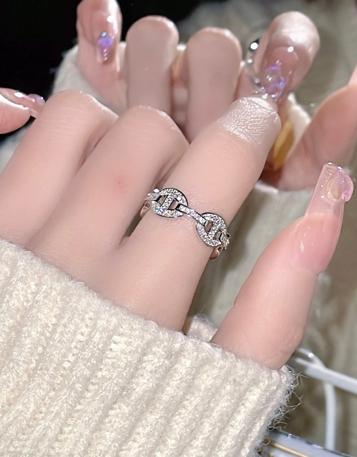 rose gold crystal rose Ring for women - alternate angle view 3
