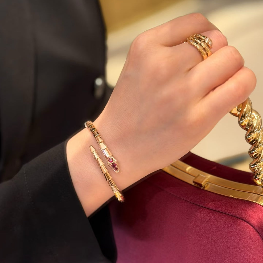 rose gold stone rose Bangle for women - alternate angle view 3