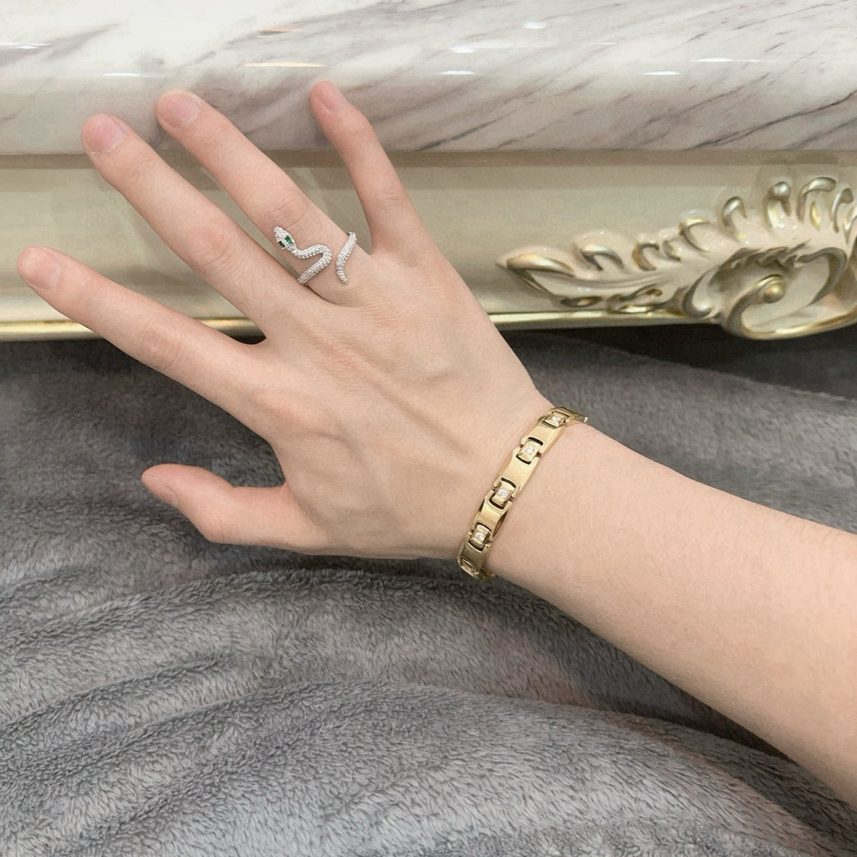 gold minimalist Ring for men - alternate angle view 4