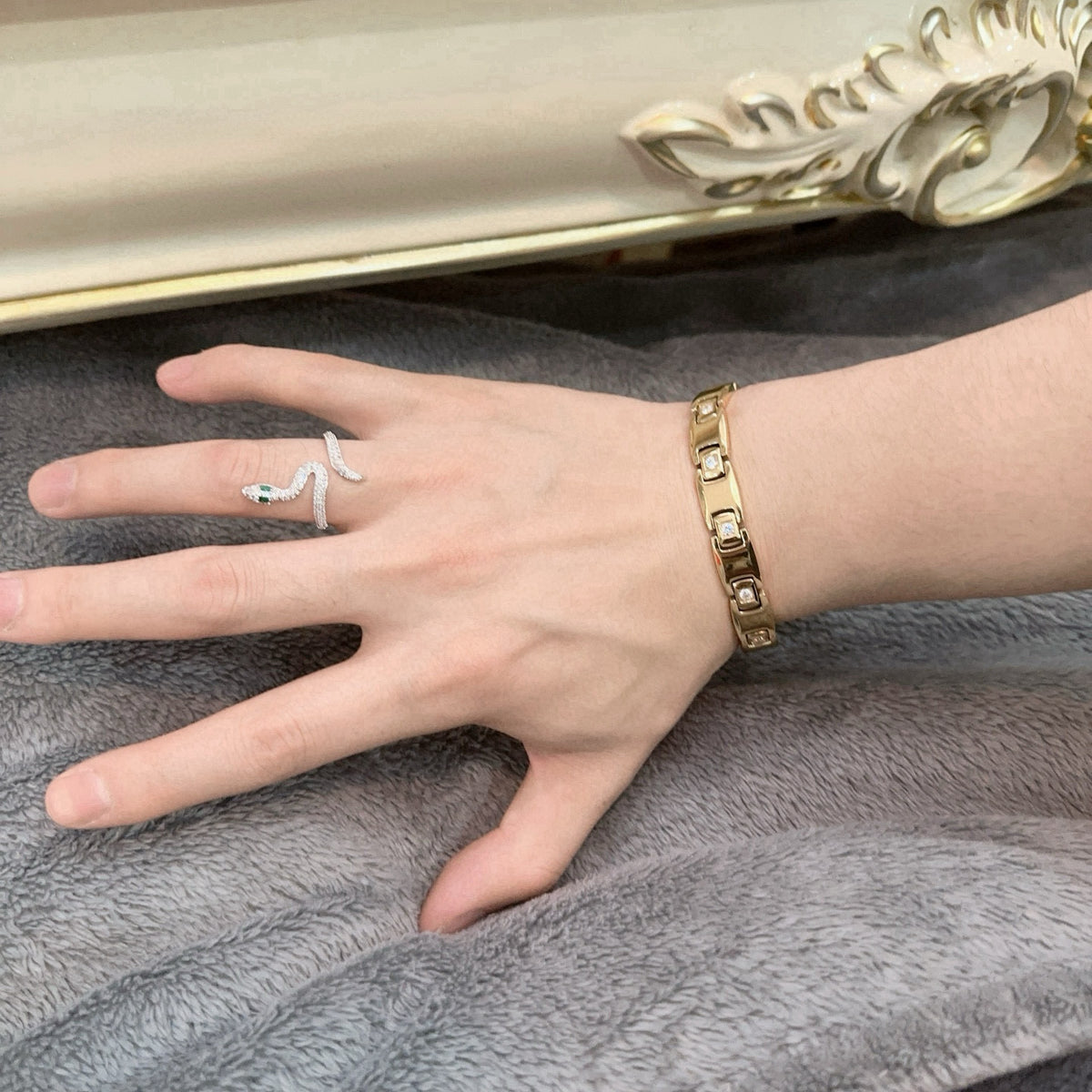 gold minimalist Ring for men - alternate angle view 7