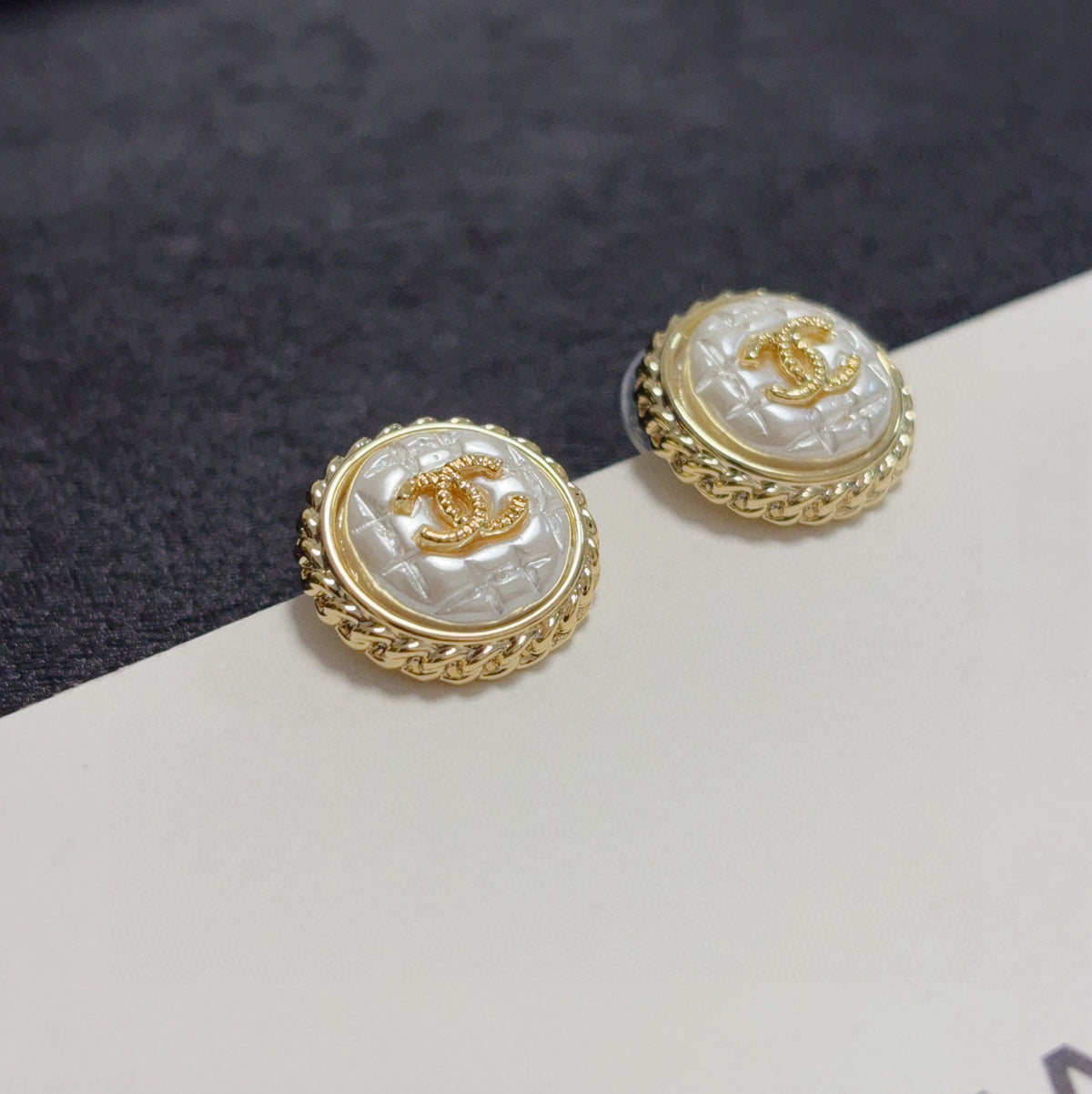 white minimalist Stud Earrings for women - alternate angle view 7