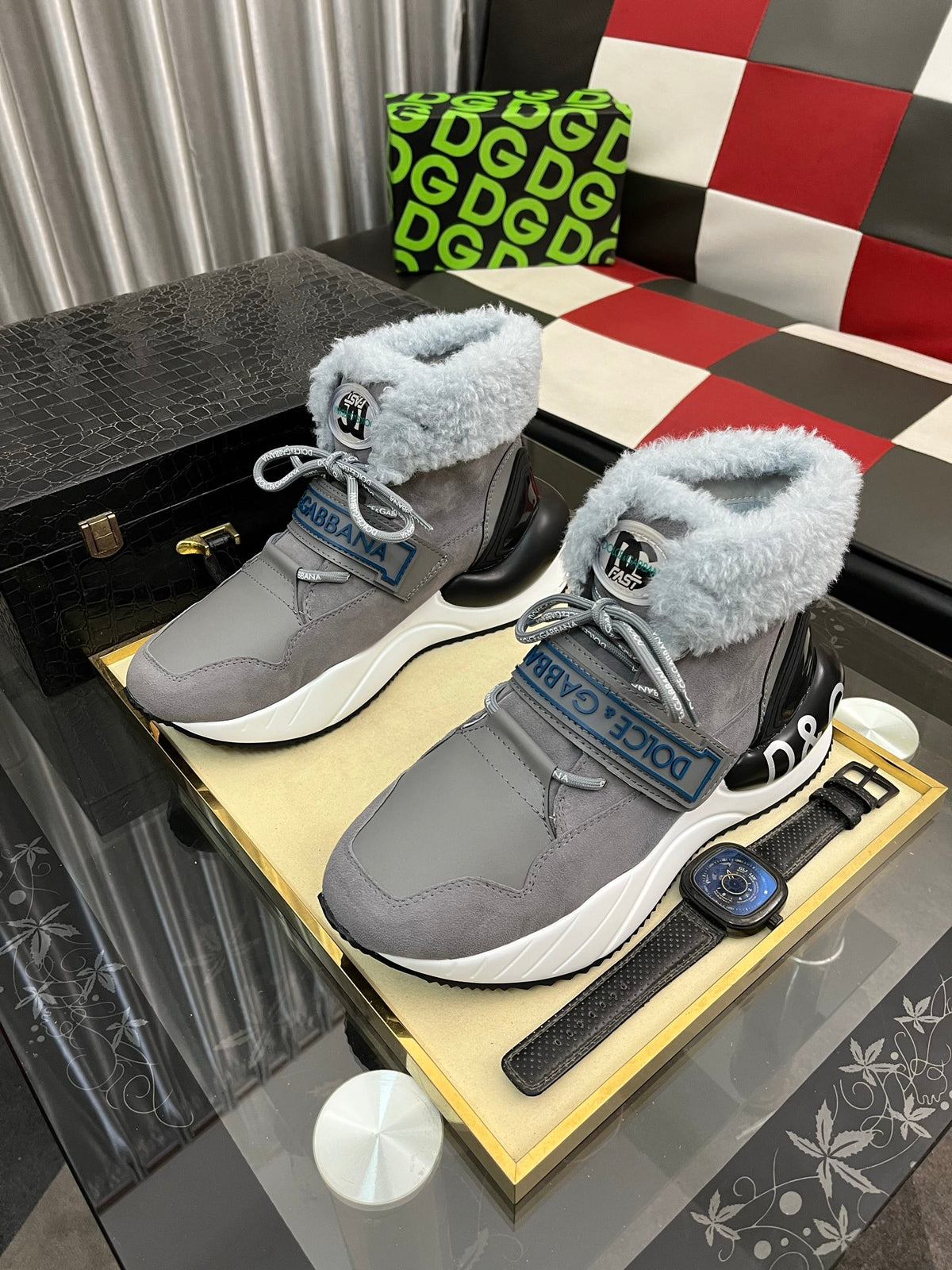 Dolce & Gabbana DG Silk Calfskin & Nubuck Casual Sneakers
