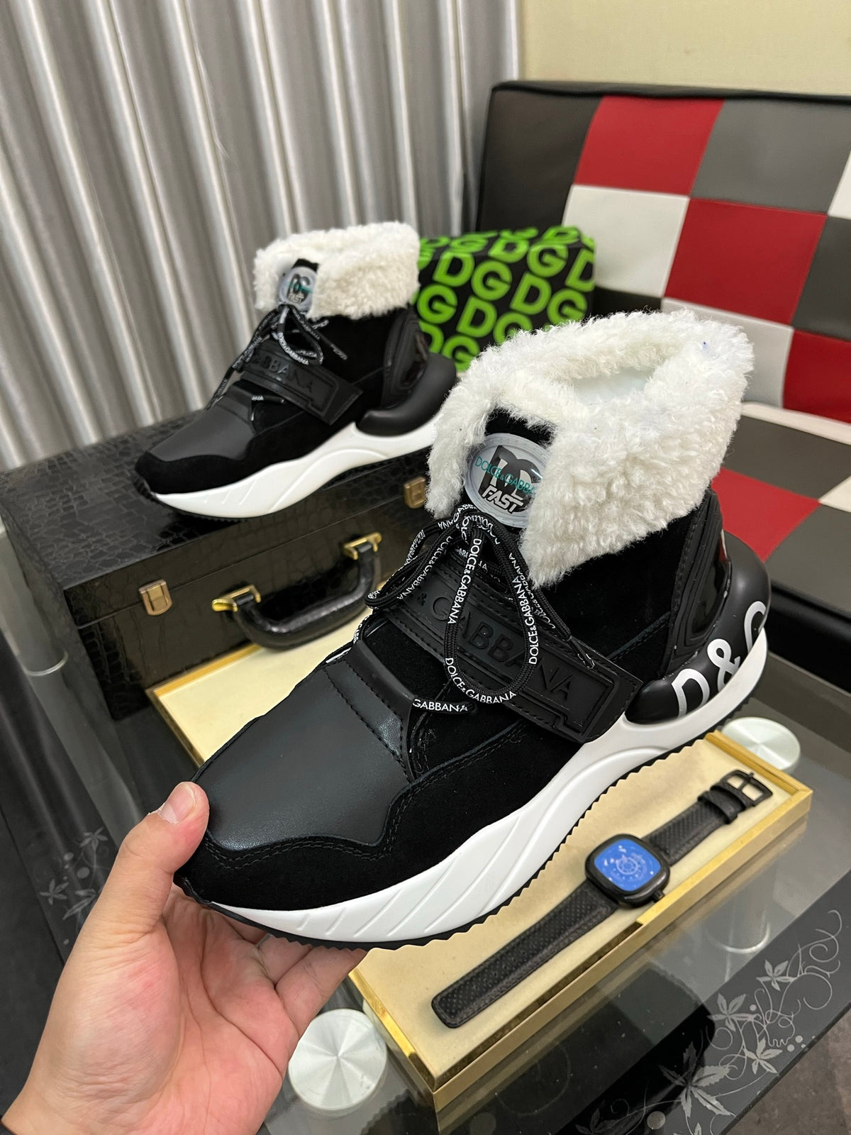 Dolce & Gabbana DG Silk Calfskin & Nubuck Casual Sneakers