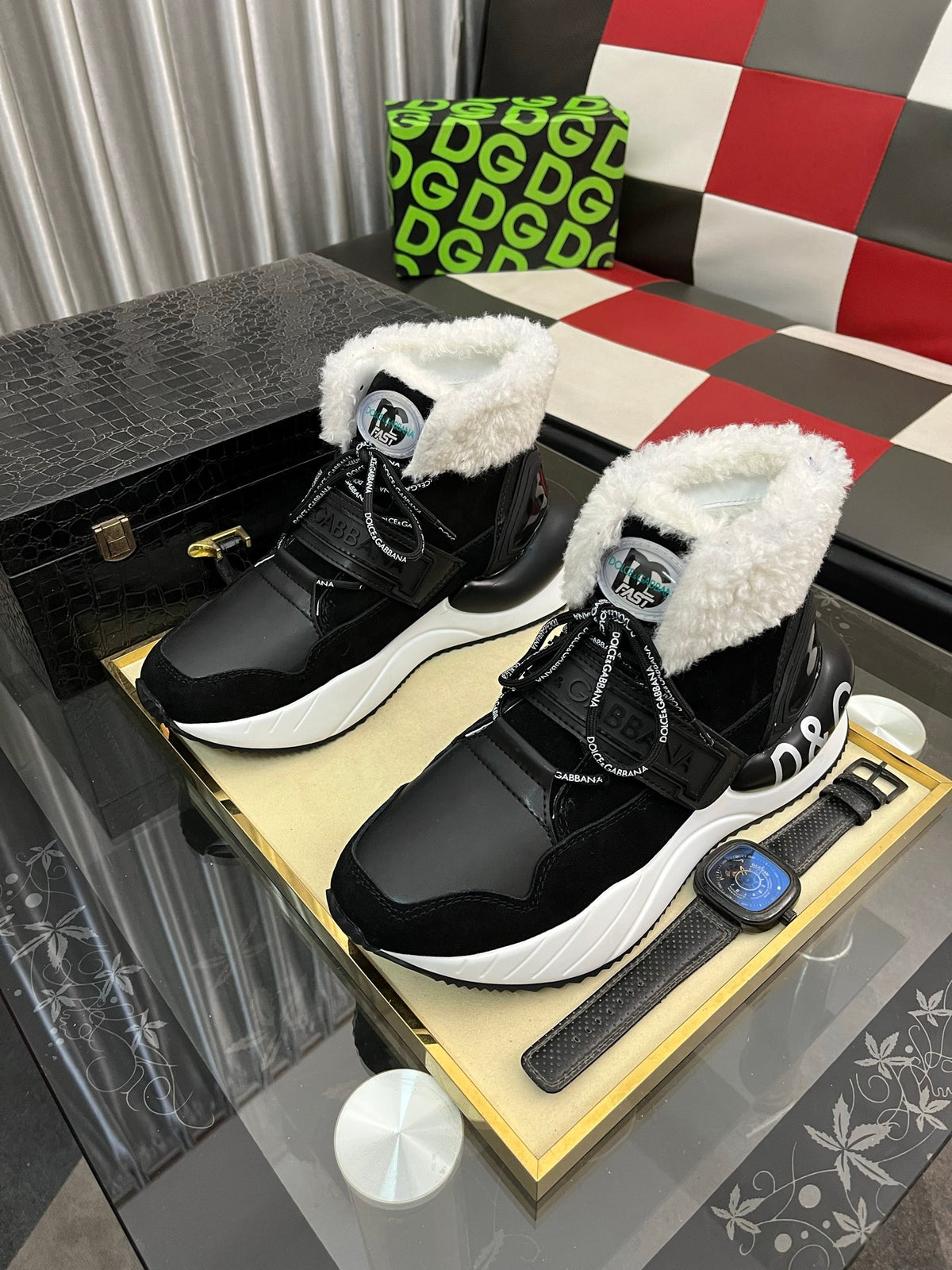 Dolce & Gabbana DG Silk Calfskin & Nubuck Casual Sneakers