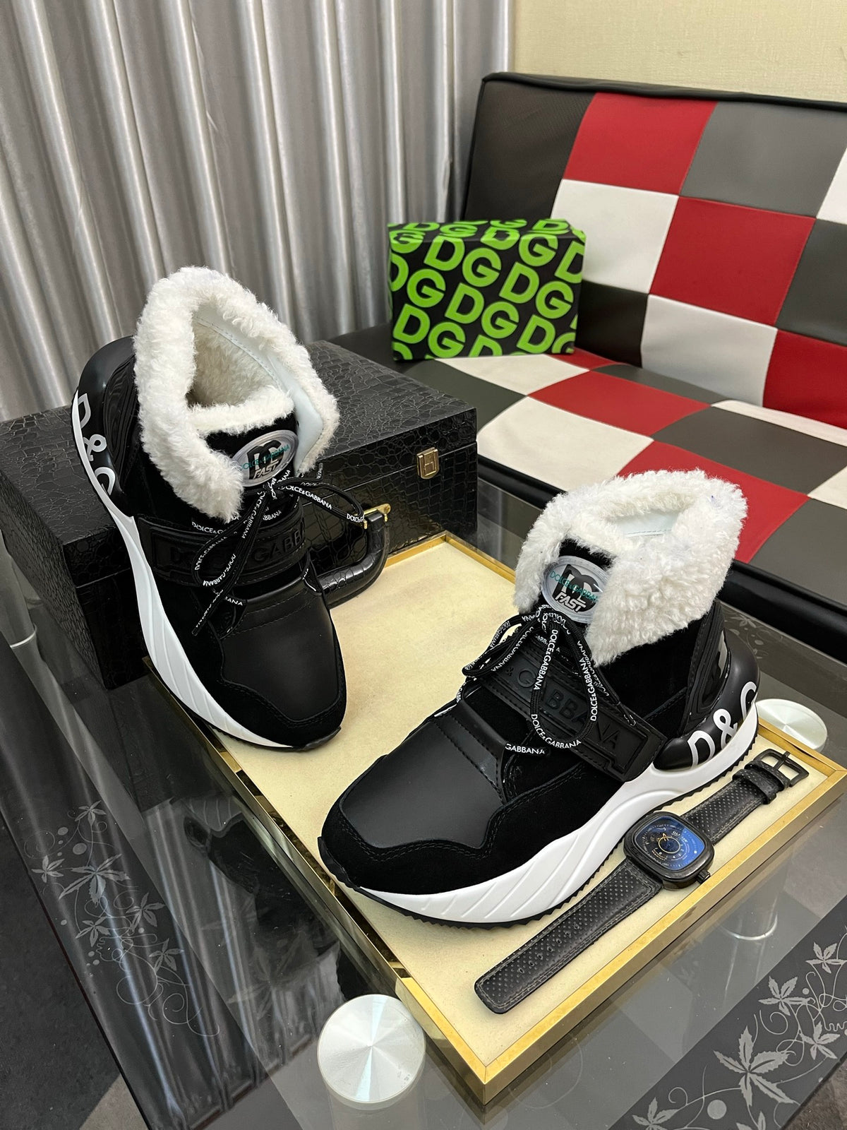 Dolce & Gabbana DG Silk Calfskin & Nubuck Casual Sneakers