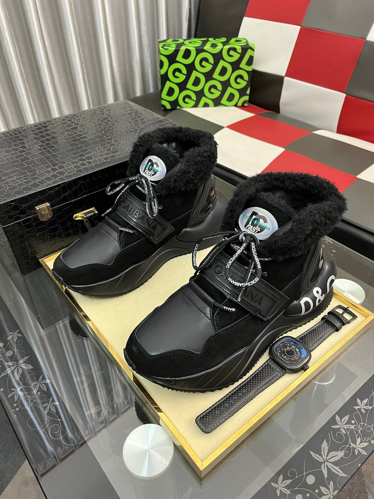 Dolce & Gabbana DG Silk Calfskin & Nubuck Casual Sneakers