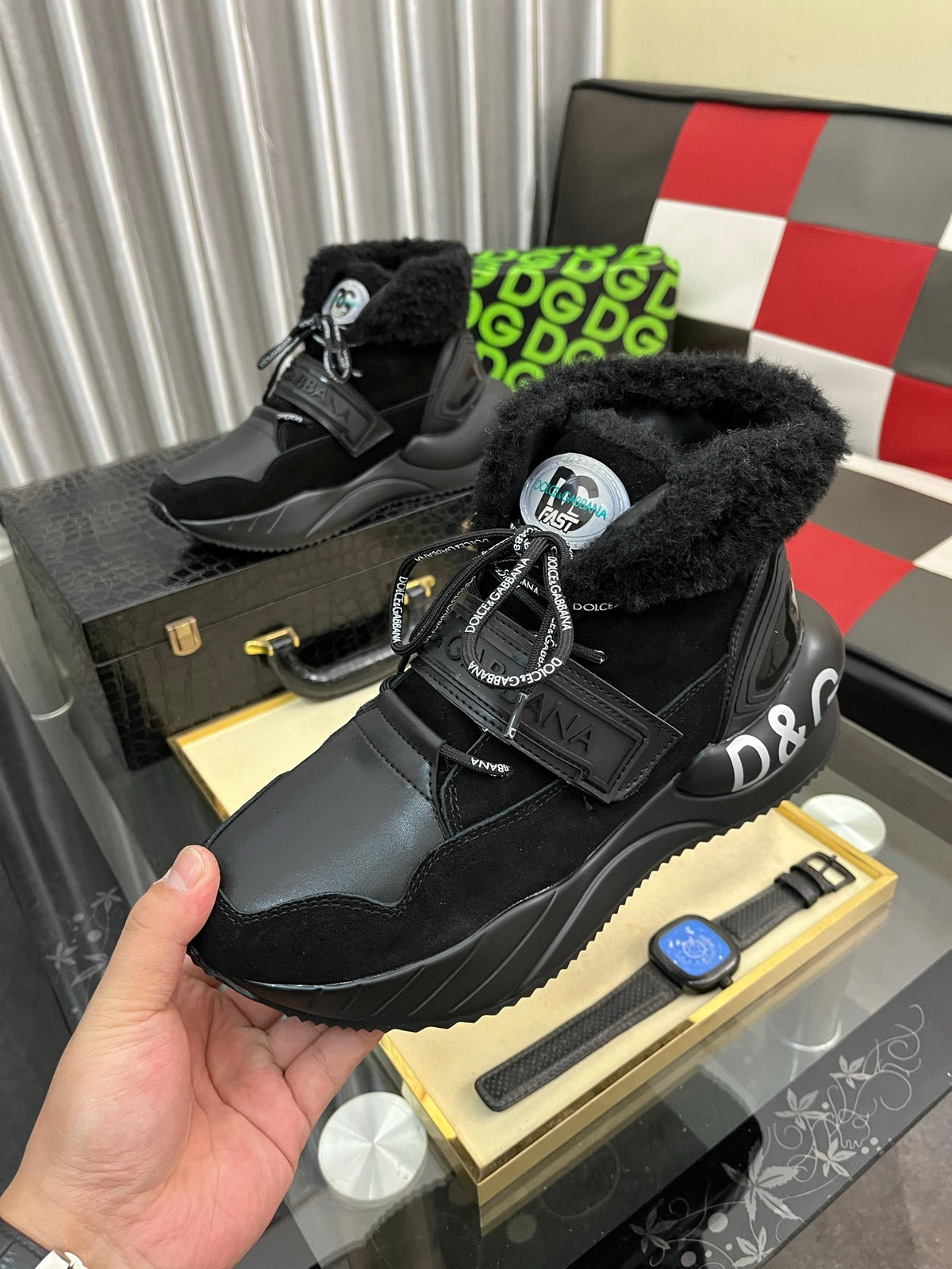 Dolce & Gabbana DG Silk Calfskin & Nubuck Casual Sneakers