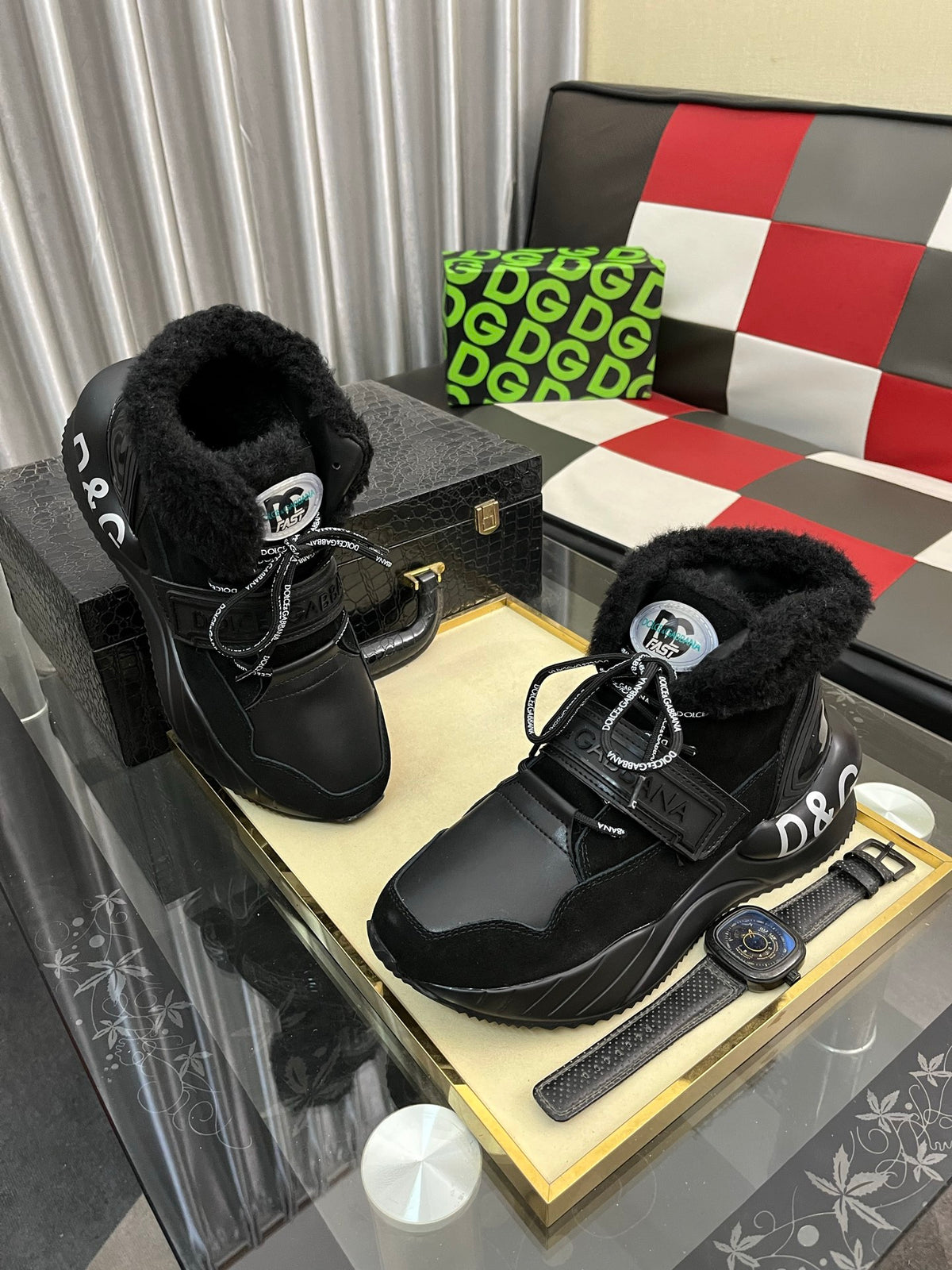 Dolce & Gabbana DG Silk Calfskin & Nubuck Casual Sneakers