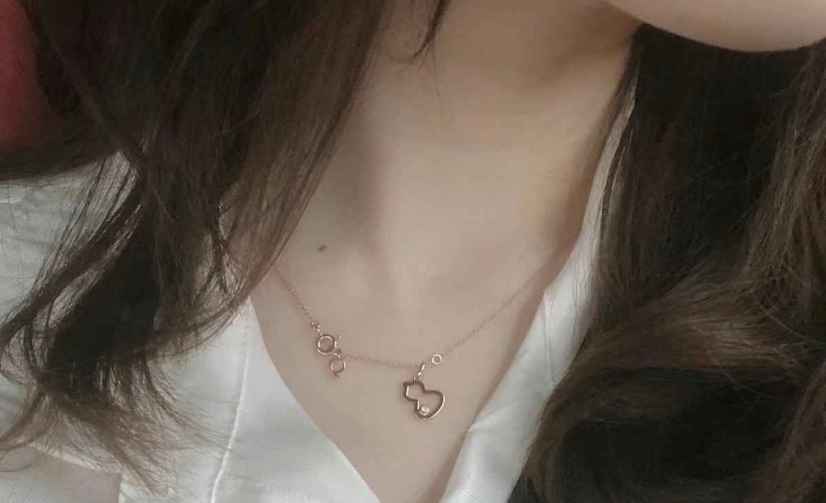 rose gold brass rose Necklace for women - alternate angle view 11