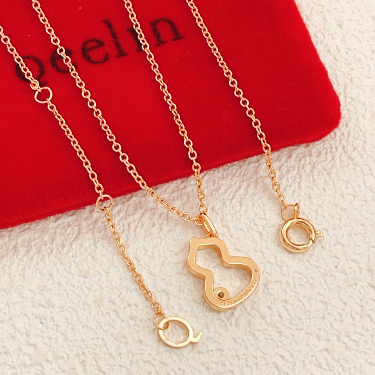 rose gold brass rose Necklace for women - alternate angle view 2