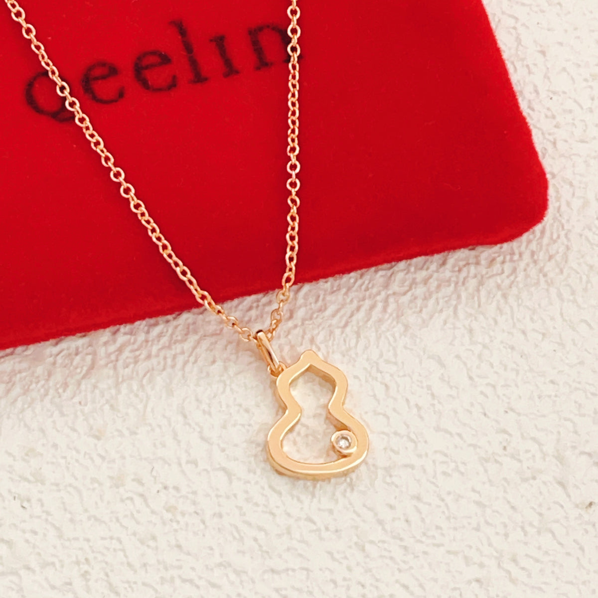 rose gold brass rose Necklace for women - product detail view