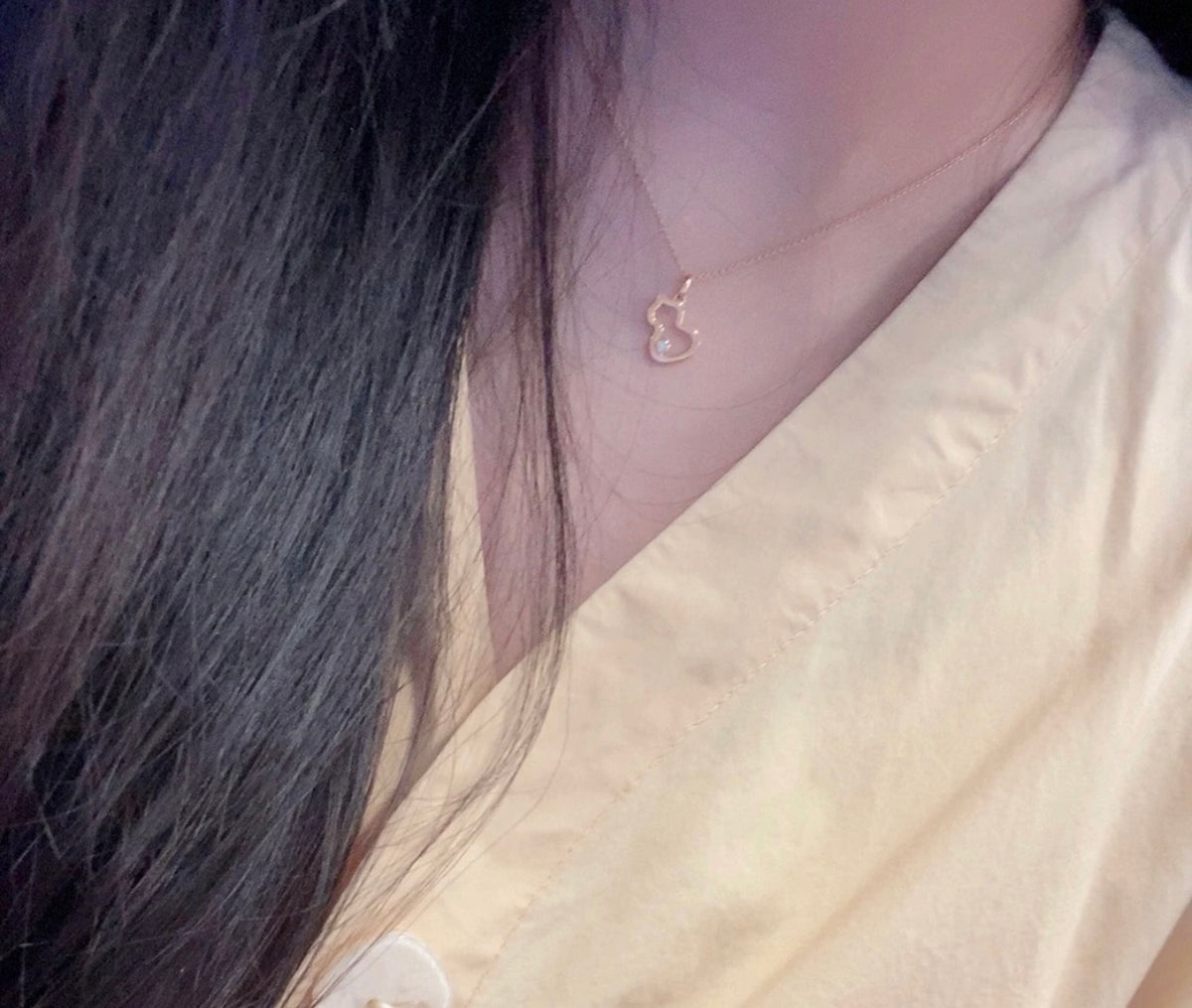 rose gold brass rose Necklace for women - alternate angle view 7